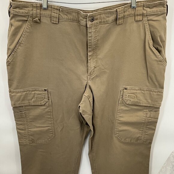 Duluth Trading Flex Fire Hose Cargo Pants 48x28 Mens Khaki Durable Workwear 97% - Picture 3 of 8